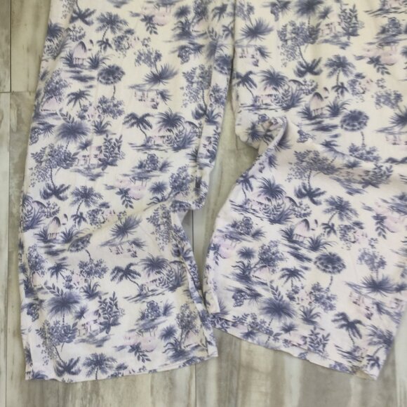 Abercrombie & Fitch Linen Blend Tropical Palm Tree Print Wide Leg Pant l - Picture 4 of 11